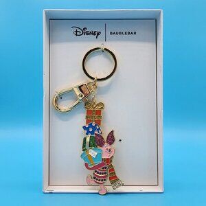 Disney BaubleBar Piglet Jeweled Scarf Holding Presents Keychain Bag Charm NEW